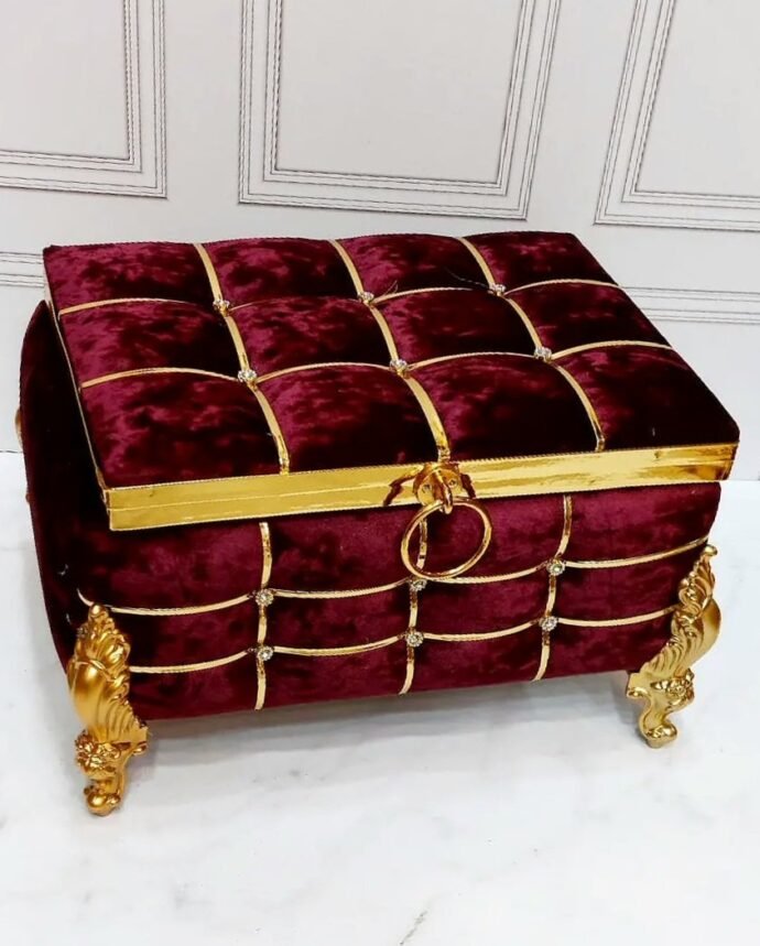 ⁦طبق luxe دوزان مغلفين بالقطيفة اللون grouna⁩ - الصورة ⁦2⁩